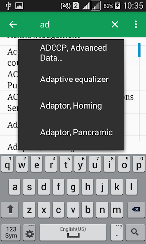 Telecommunications Dictionary Screenshot 1
