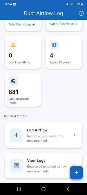 Duct Airflow Log Screenshot 0