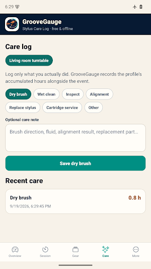 GrooveGauge: Stylus Care Log Screenshot 2