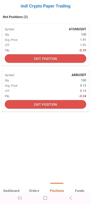 Indi Crypto Paper Trading Screenshot 1