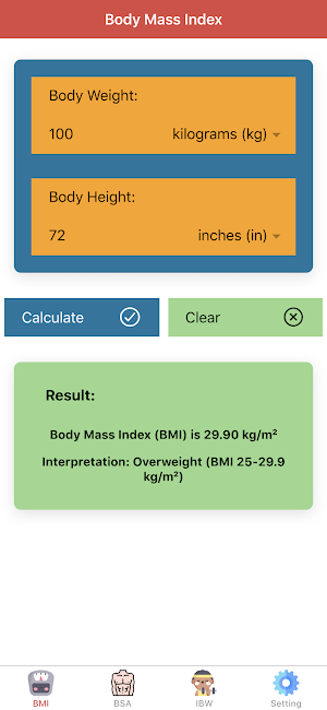 Body Calculator Pro: BMI, BSA, & Ideal Body Weight Screenshot 0