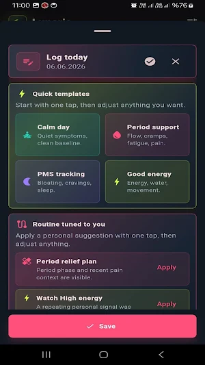 Lunaria Period Tracker Screenshot 1