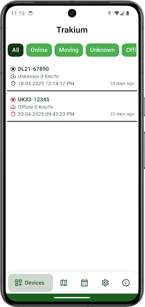 Trakium – Traccar GPS Tracking Screenshot 1