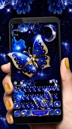 Blue Fancy Butterfly Keyboard Theme Screenshot 1