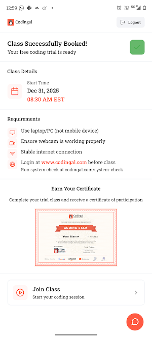 Codingal: AI & Coding for K-12 Screenshot 0