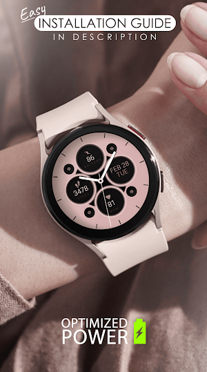 Pink pastel analog watch face Screenshot 1
