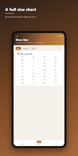 Shoe Size Conversion Screenshot 2