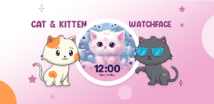 Cat & Kitten WatchFace Wear OS Screenshot 0