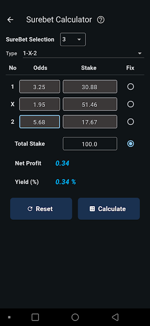 Surebet Calculator Pro Screenshot 1