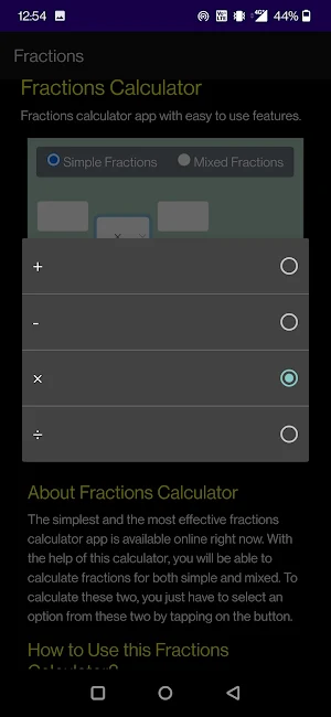 Fractions Calculator Screenshot 3