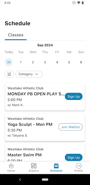 Westlake Athletic Club App Screenshot 2