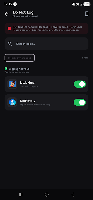 NotHistory – Notification Log Screenshot 2