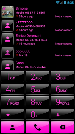 Dialer Gloss Black Pink Theme Screenshot 1