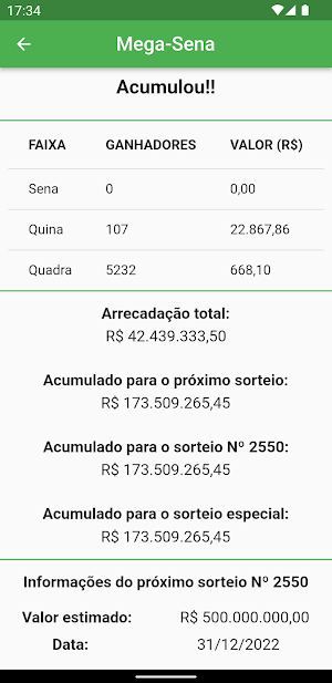 Resultados da Loteria Screenshot 2