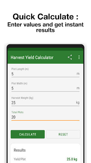 Harvest Yield Calculator Screenshot 1