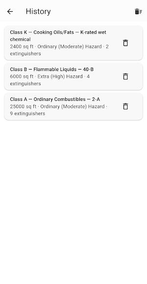 Fire Extinguisher Calc NFPA 10 Screenshot 2
