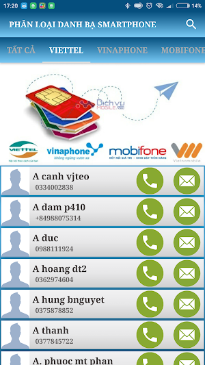 Sắp Xếp Danh Bạ Theo Nhà Mạng Screenshot 2