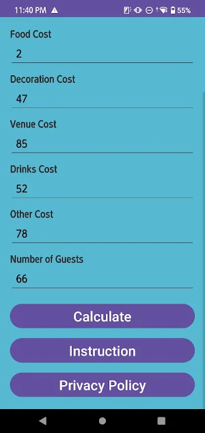 Party Cost Calculator Screenshot 1