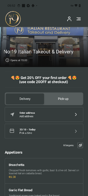 No 19 Italian Takeout & Delive Screenshot 0