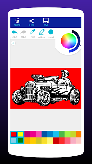 Hotrod Cars Coloring Book Screenshot 2