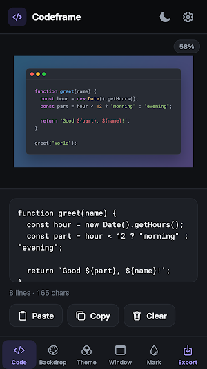 Codeframe: Code Screenshots Screenshot 0