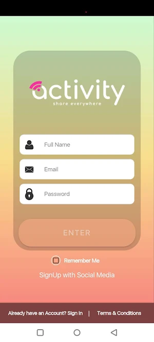 Activity Share App Screenshot 1