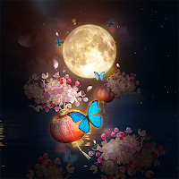 Moon And Flowers - Wallpaper