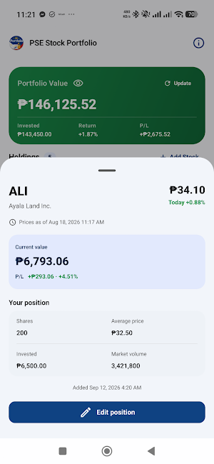 PSE Stock Portfolio Screenshot 2