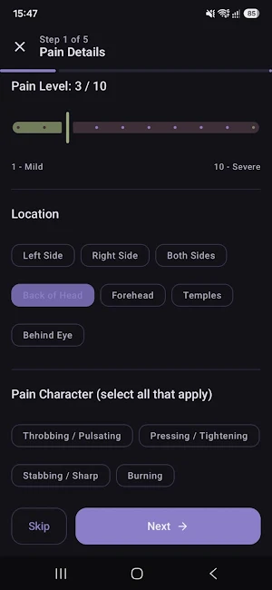 Migraine Tracker & Diary Screenshot 1