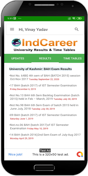 IndCareer Results Screenshot 1