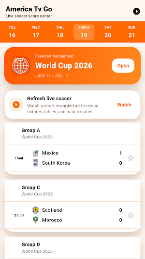 America TV Go - Live Scores Screenshot 0