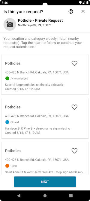 North Fayette Township PA 311 Screenshot 3