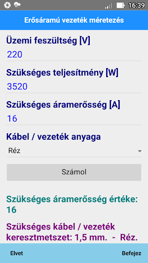 Villamossági - elektronikai - Számítások Screenshot 2