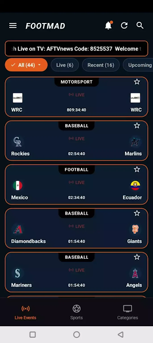 FootMad: Live Sports Streaming Screenshot 1