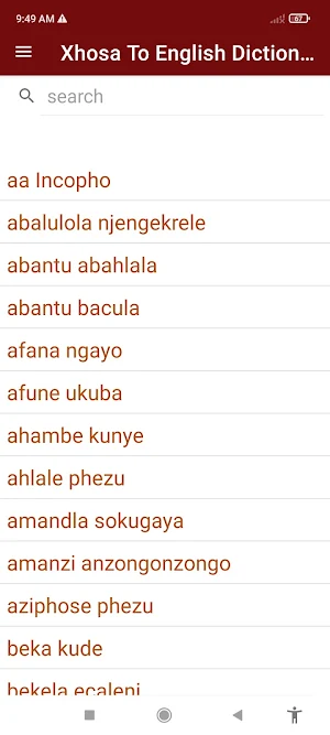 Xhosa To English Dictionary Screenshot 0