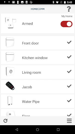 HomeComm Alarm Screenshot 1