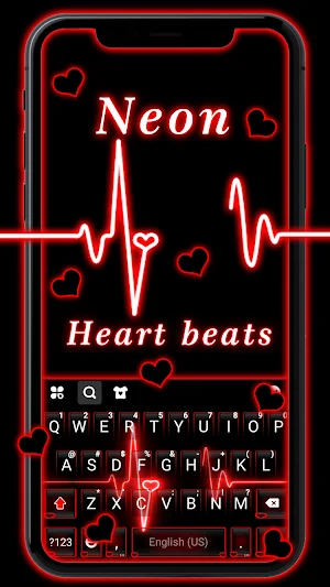 Neon Red Heartbeat Keyboard Theme Screenshot 0