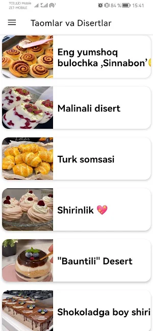 Taomlar va Disertlar Screenshot 0