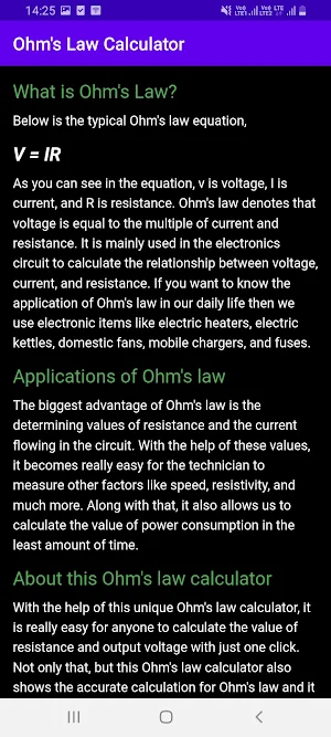 Ohm's Law Calculator Screenshot 2