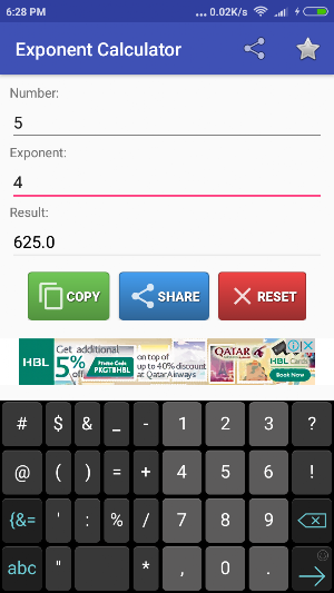 Exponent Calculator Screenshot 1