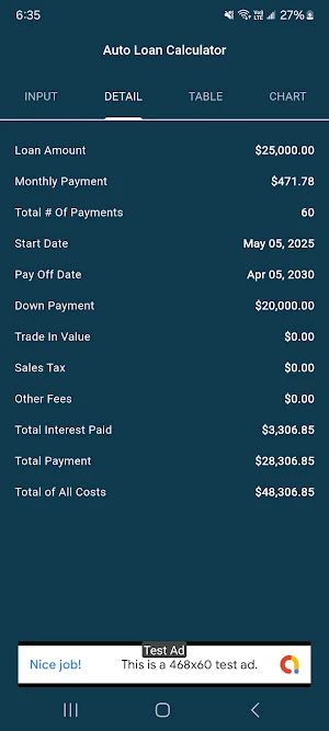 Auto Loan Calculator Screenshot 1