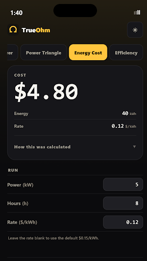 TrueOhm – Ohm's Law & Power Screenshot 1