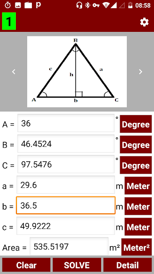 Triangle Calculator and Solver Screenshot 2