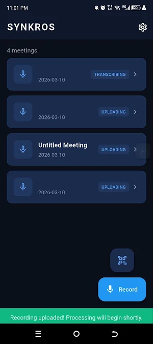 SYNKROS — AI Meeting Summarize Screenshot 1