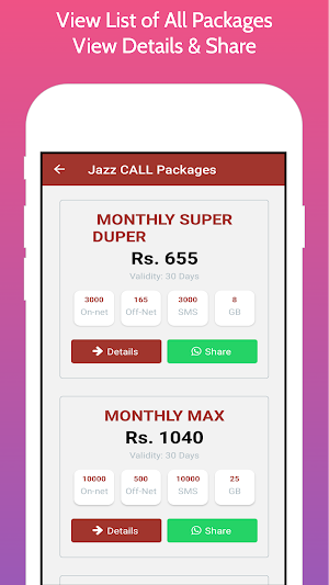 Jazz/Warid All Packages 2023 Screenshot 1