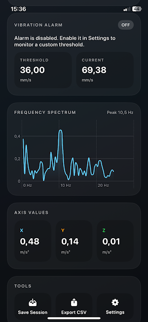 Vibration detector sensor Screenshot 2