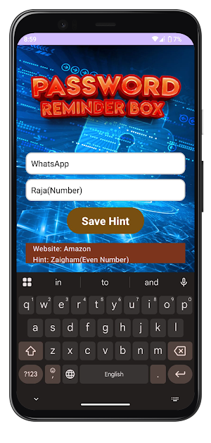 Password Reminder Box Screenshot 1