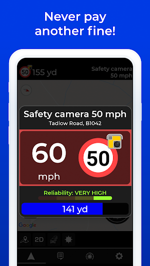 Radarbot Free: Speed Camera Detector & Speedometer Screenshot 2