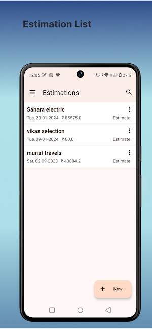 Estimations Screenshot 3