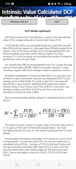 Intrinsic Value Calculator DCF Screenshot 0